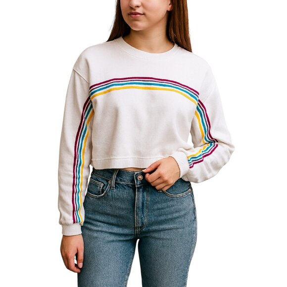 Abercrombie & Fitch Rainbow Stripe Cropped oversized Sweatshirt – XS - Picture 11 of 11